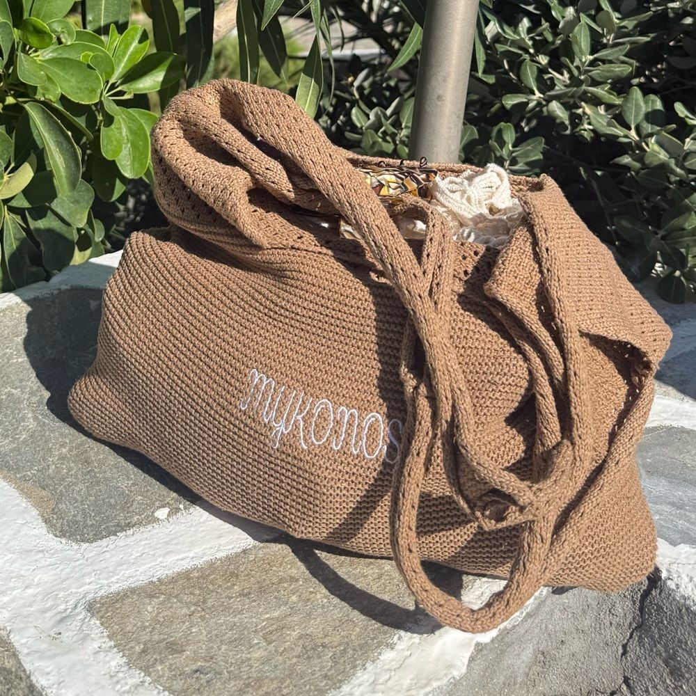 Mykonos brown shoulder tote bag